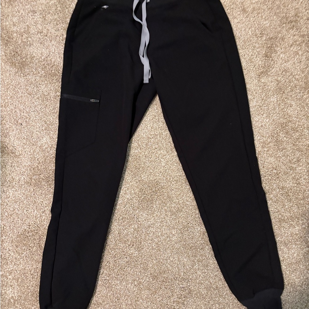 Figs Black Jogger Pants with Gray Accents